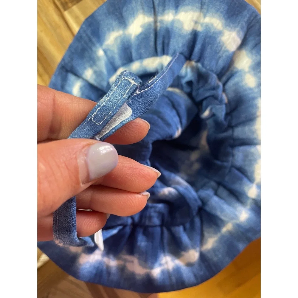 Mud Pie Infant Blue Tie Dye‎ Cotton Muslin Sun Hat Bucket Hat 6-18M NEW
